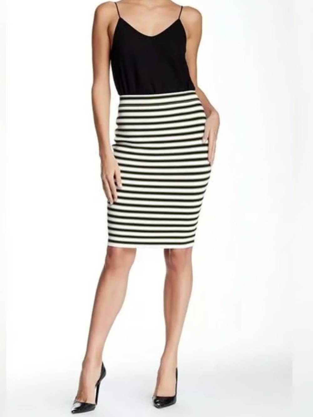 A.L.C Marlyn Black White Striped Pencil Skirt Size XS